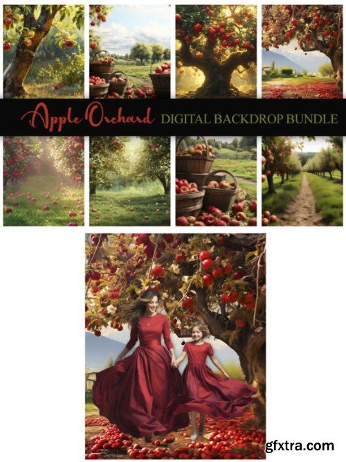 Apple Orchard V1 Digital Backdrop Bundle