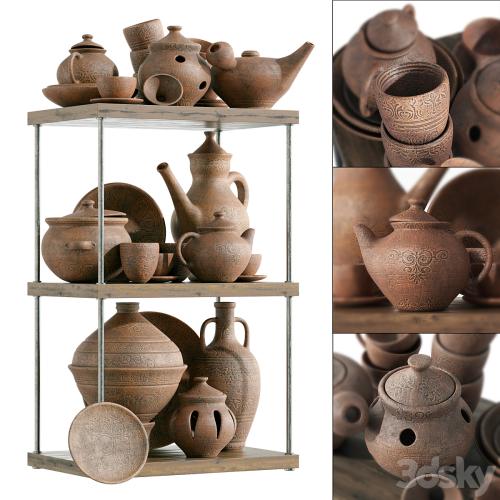 Dishes clay rack n11 / Clay crockery rack