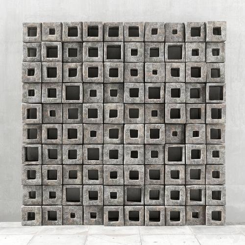 Panel stone cube hole / Panel of stone cubes with a hole