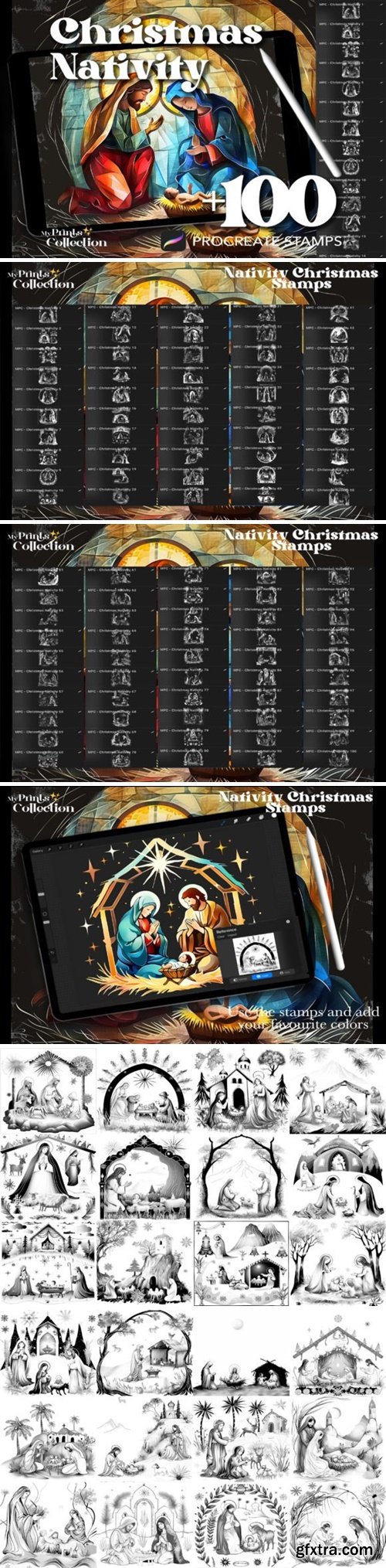 100+ Procreate Christmas Nativity Stamps