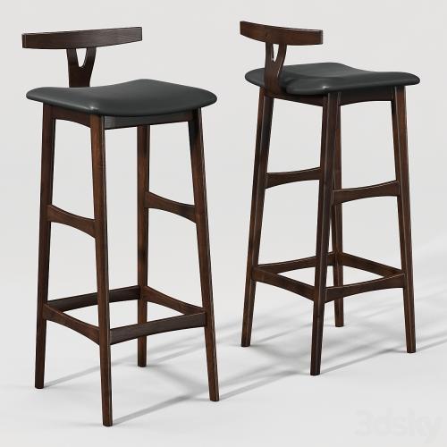 Rosewood and Leather Bar Stool