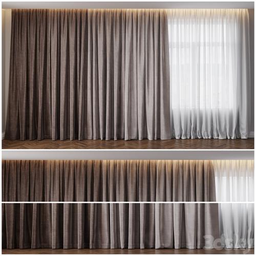 Curtain in four shades with tulle