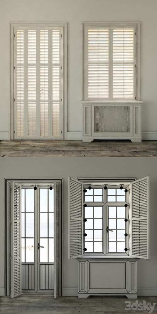 Windows with shutters and backlighting