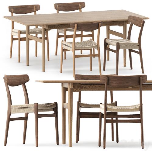 CH327 DINING TABLE, CH23 CHAIR by Carl Hansen & Son