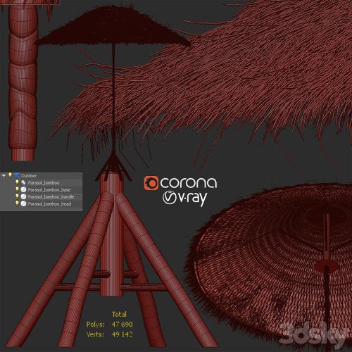 Bamboo Umbrella with Banana Leaf