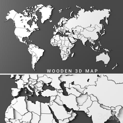 Wooden panel - world map 3