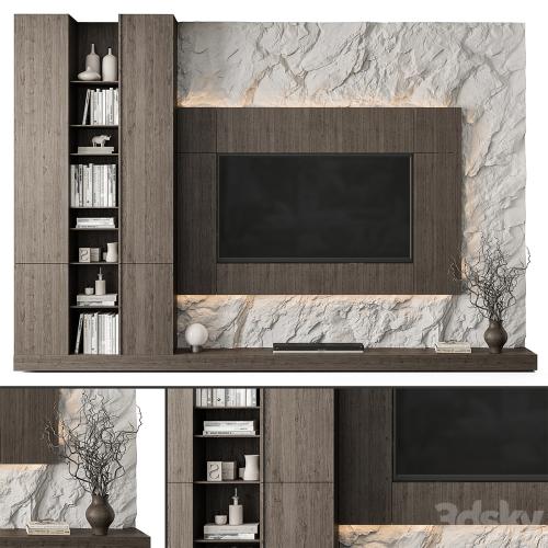 TV Wall Rock Wall and Wood - Set 78