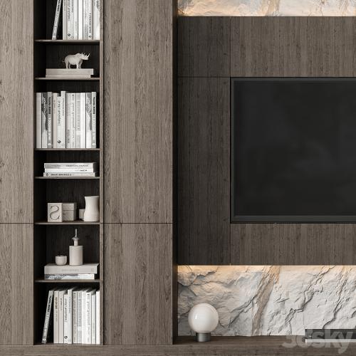 TV Wall Rock Wall and Wood - Set 78