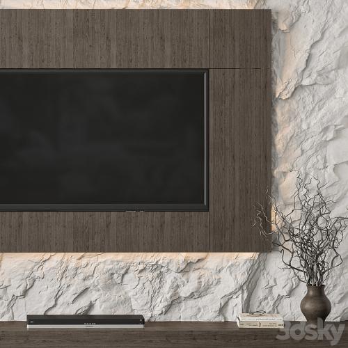 TV Wall Rock Wall and Wood - Set 78