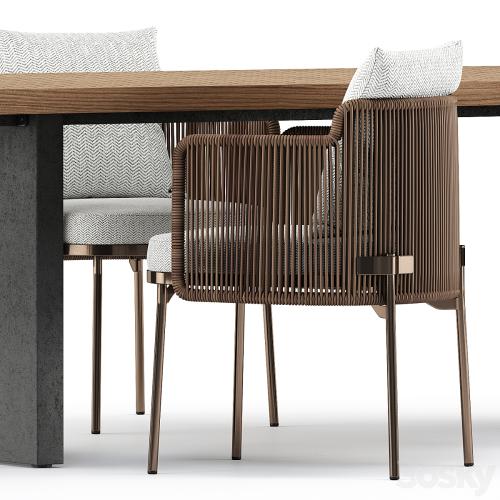 TAPE CORD chair and Quadrado Table by Minotti