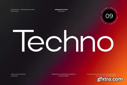 Techno Nue - Modern Sans-Serif Font Family 36TZHKZ