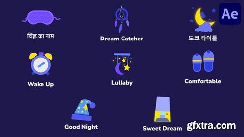 Videohive Night Sleep Icons And Titles for After Effects 53998531