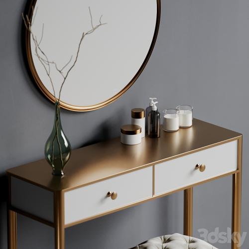 Dressing table with pouf