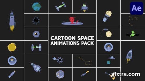 Videohive Cartoon Space Animations Pack for After Effects 54084376