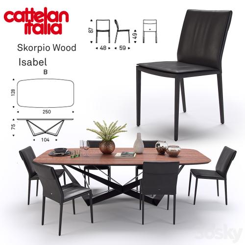 Table Scorpio Wood Chair Isabel Cattelan Italia