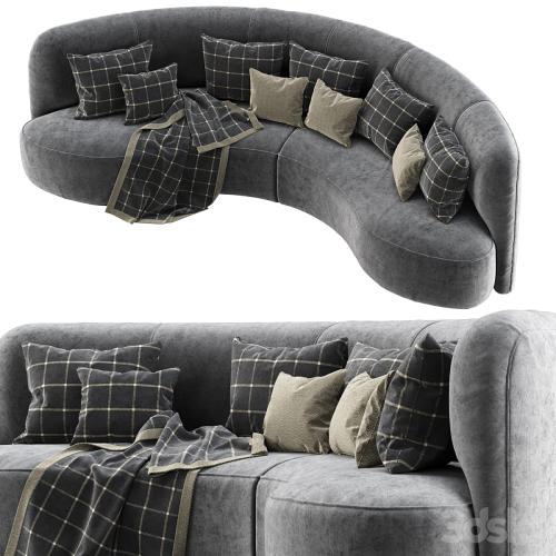 Annabel velor round sofa VS09 / Semicircular modern velor sofa