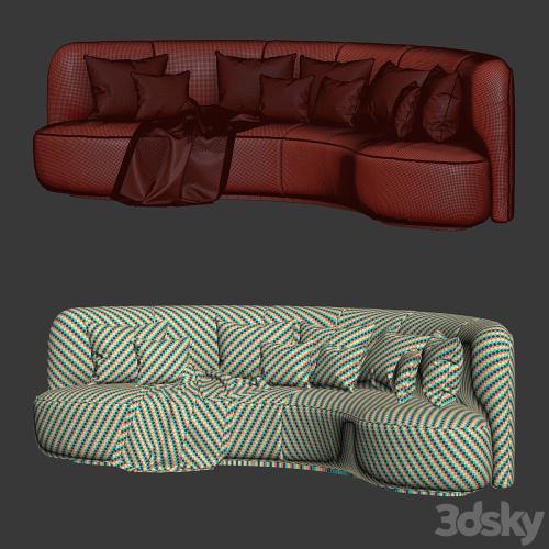 Annabel velor round sofa VS09 / Semicircular modern velor sofa