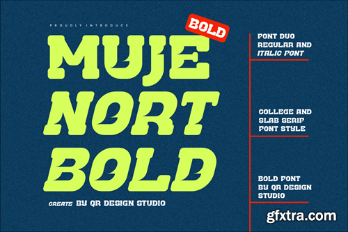 Mujenort Bold - Slab Serif & College Font 658ESH3