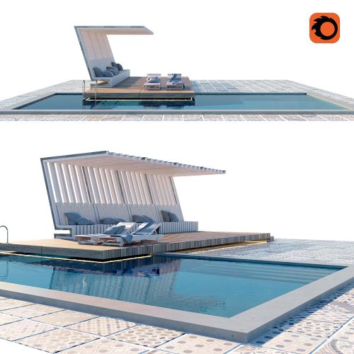 Pool with terrace and canopy