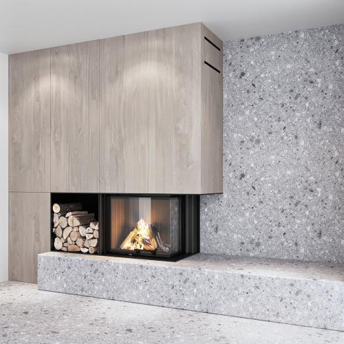 Decorative wall with fireplace set 04