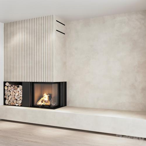 Decorative wall with fireplace set 04