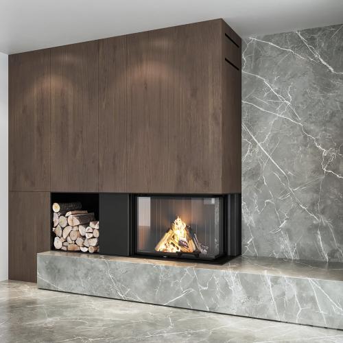 Decorative wall with fireplace set 04