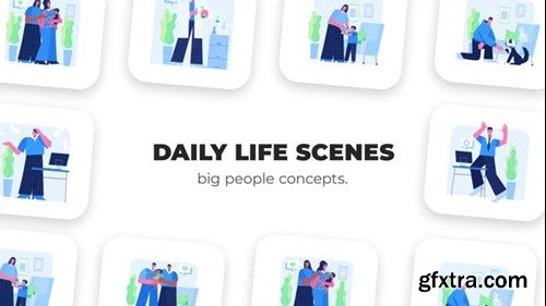 Videohive Daily Life Scenes - Big People Concepts 54160870