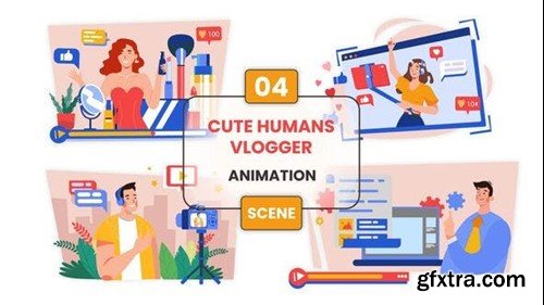 Videohive Cute Vlogger Animation Scene 54128629