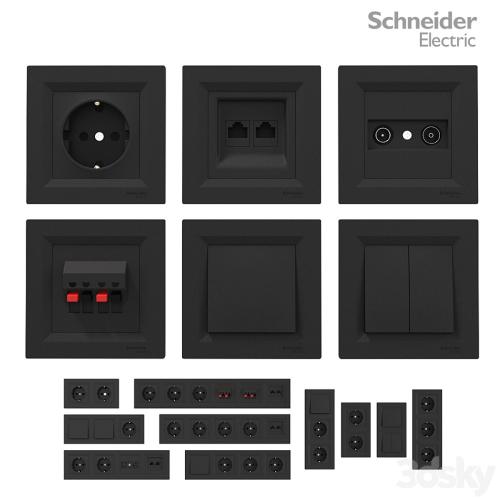 Sockets and switches Schneider Asfora Black.