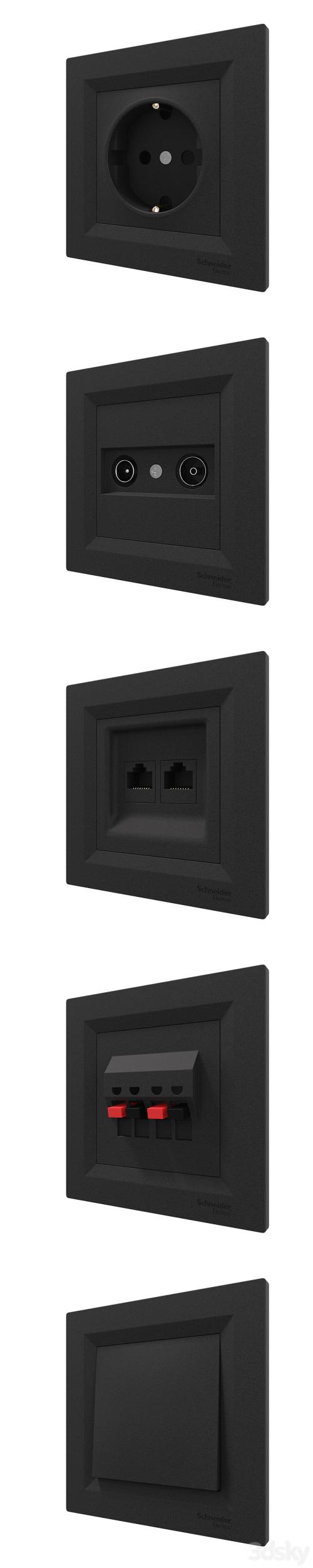 Sockets and switches Schneider Asfora Black.