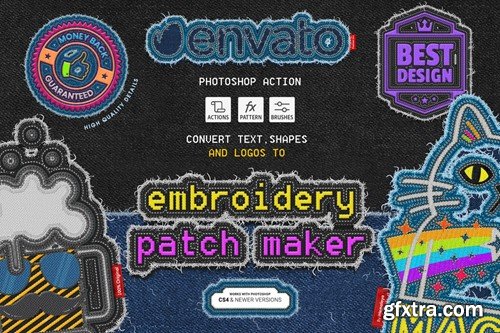 Embroidery Patch Maker Photoshop Action CBJN2EK