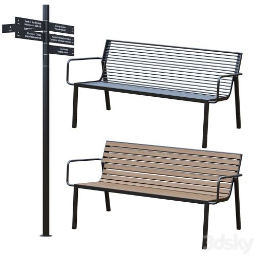 Park Benches, Urn and Direction Signs by mmcite