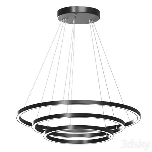 Modern 32-Inch Triple Ring LED Pendant Light Black Finish