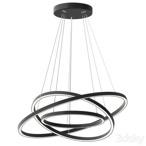 Modern 32-Inch Triple Ring LED Pendant Light Black Finish