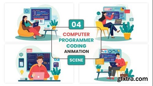 Videohive Computer Programmer Coding Animation Scene 54172843