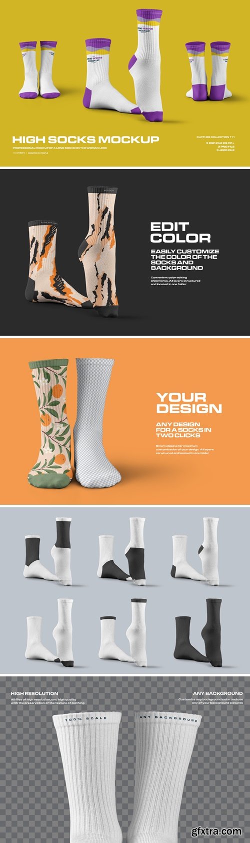 3 Mockups High Socks in the 3D Style J2JZQZ6