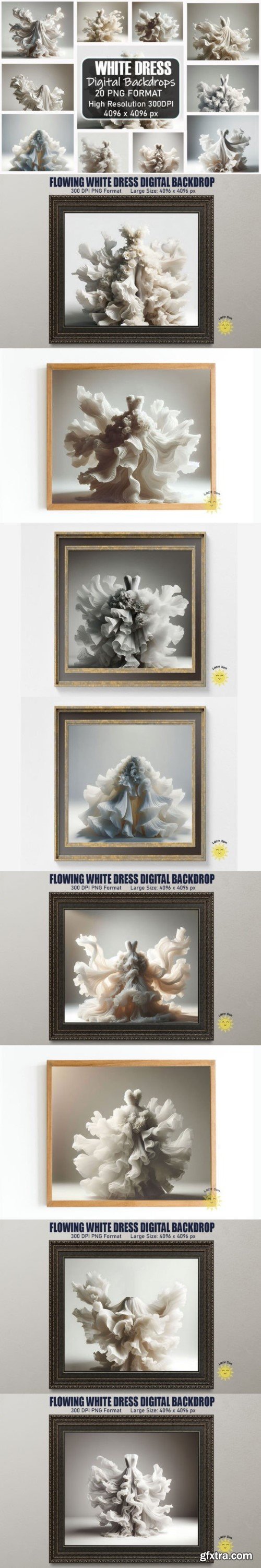 Flowing White Dress Digital Backdrops