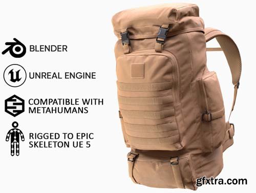 CgTrader - Hiking Backpack 75 - All MH Bodies and UE5 Skeletons - Rigged VR / AR / low-poly 3d model $79.00