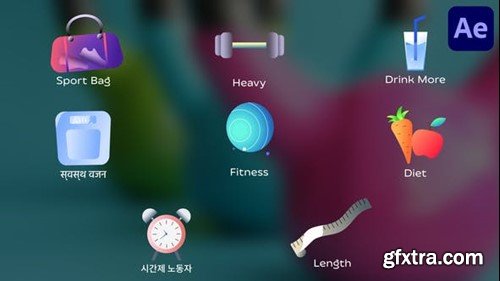 Videohive Fitness Icons And Titles for After Effects 54213599