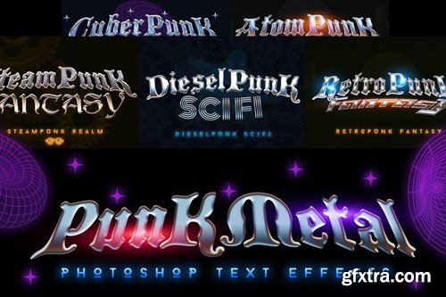 3D Reflective Chrome Punk Photoshop Text Effect 45EZZ38