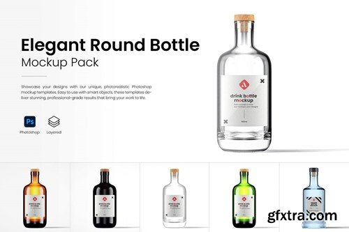 Elegant Round Bottle Mockup Pack JR2Y4PU