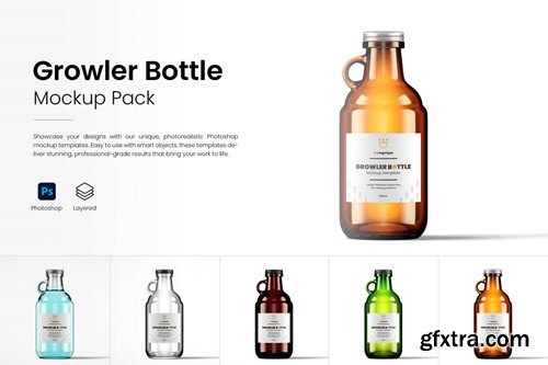 Growler Style Bottle Mockup Pack Y9EFGUU