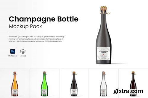 Wirehood Champagne Bottle Mockup Pack GWHF56E