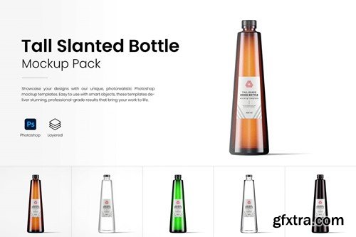 Tall Slanted Drink Bottle Mockup Pack KK77Y2W