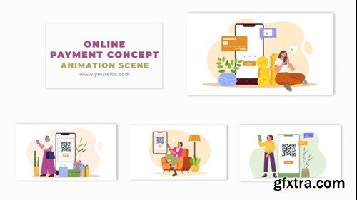 Videohive Digital Wallet Transaction Flat Character Design Animation Scene 53385500