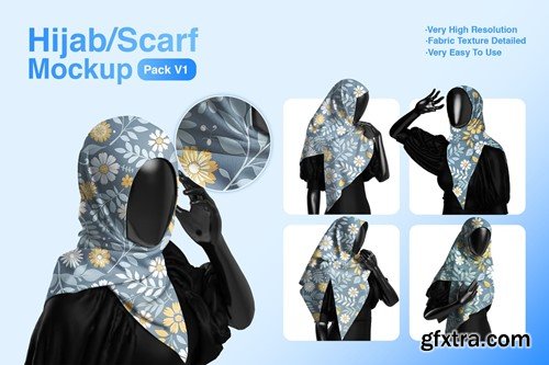 Elegant Hijab & Scarf Mockup Collection NDSX9B5