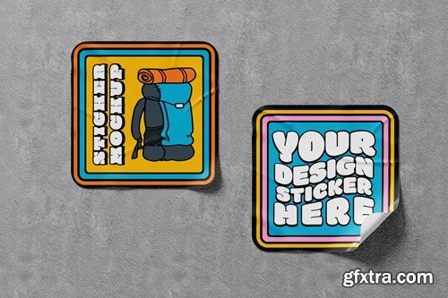 Square Sticker Mockup Set 6APNTZY