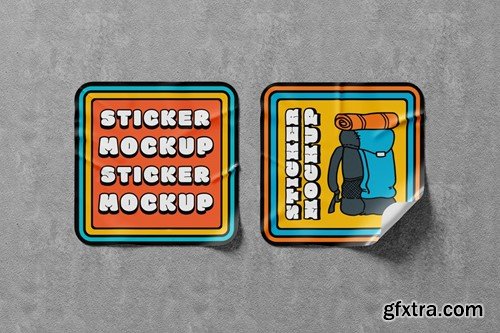 Square Sticker Mockup Set 6APNTZY