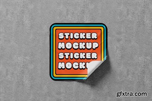 Square Sticker Mockup Set 6APNTZY