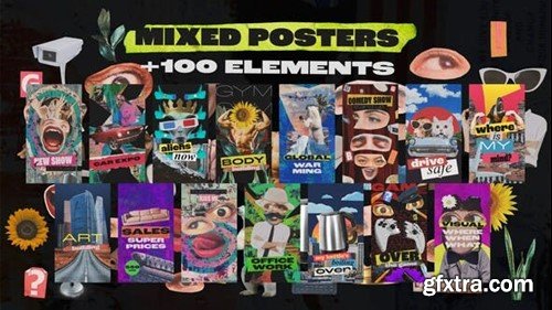 Videohive Mixed Posters and 100 Collage Elements 54254304